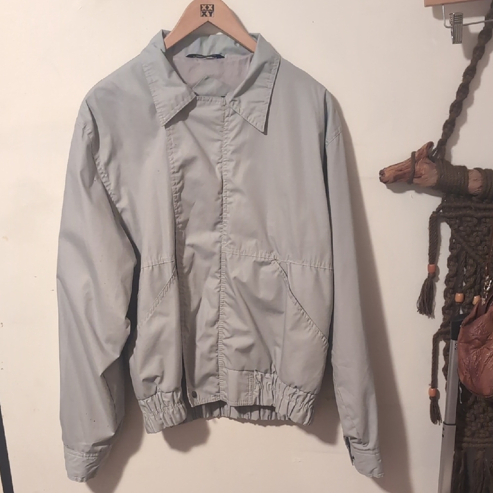 Men's Late 70s Light Gray Bomber Jacket